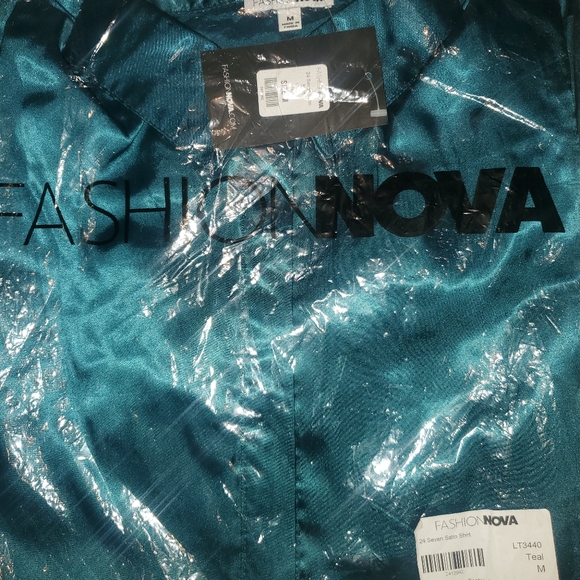 *SOLD* Fashion Nova 24Seven Satin Shirt - Picture 5 of 5